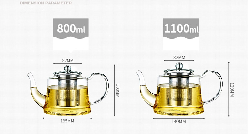 New Design Elegant Glass Tea Maker Stainless Steel Filter Infuser Borosilicate Glass Tea Coffee Pot